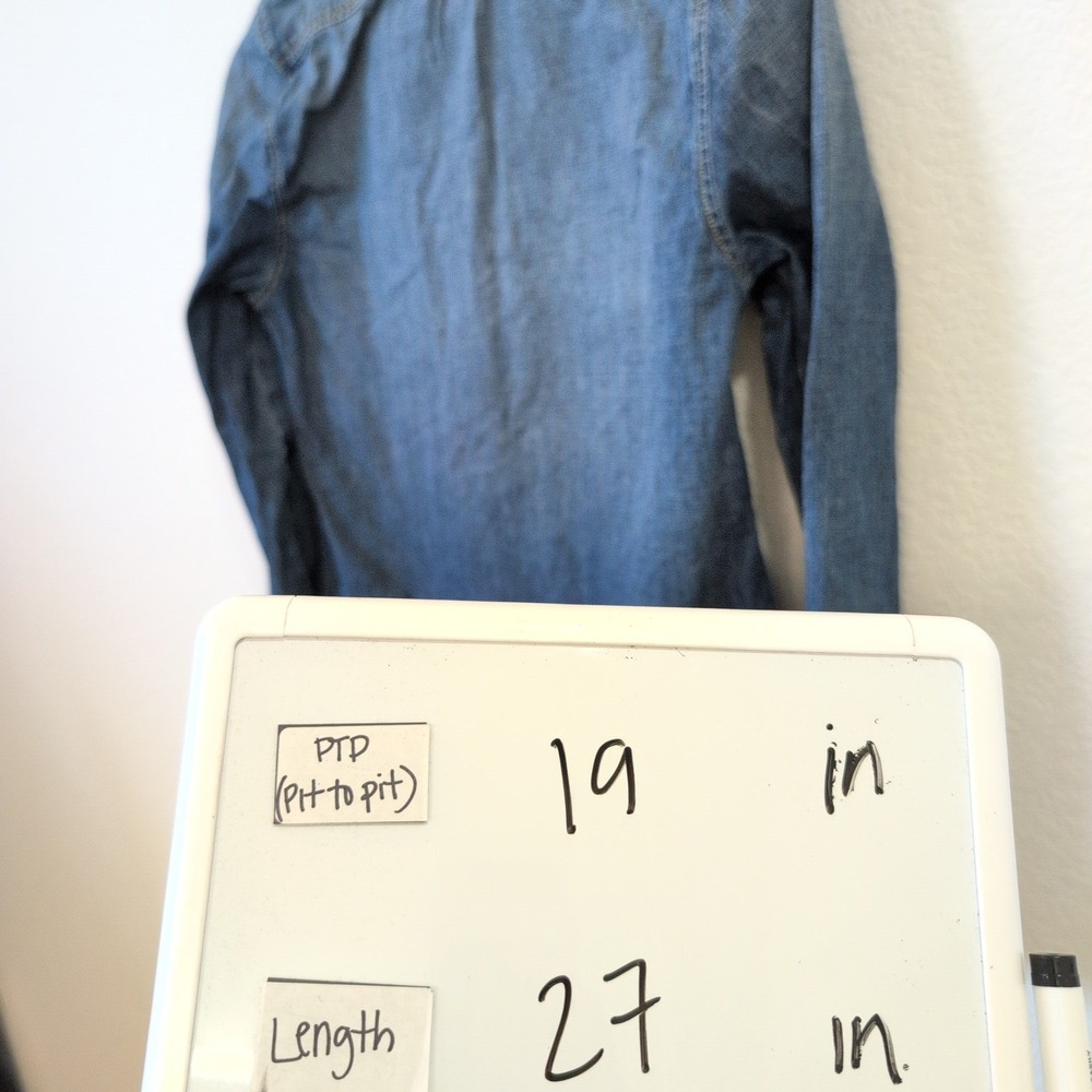 Nili Lotan Classic Wash Lydia Denim Ruffle Collar Shirt Made in USA Small $495 - Picture 5 of 12